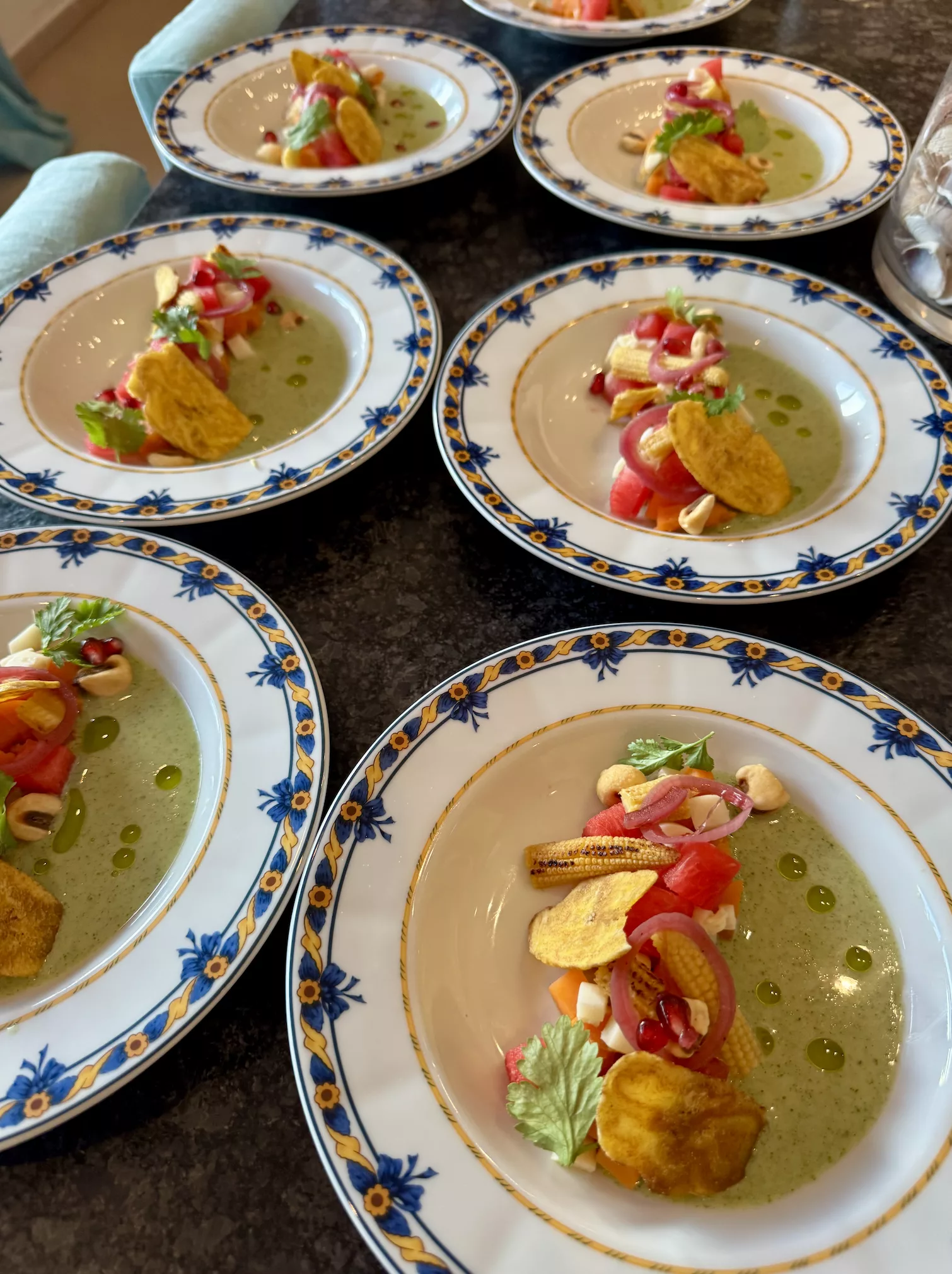Vegan ceviche with citrus and vegetables, plant-based sunset dinner starter Marbella